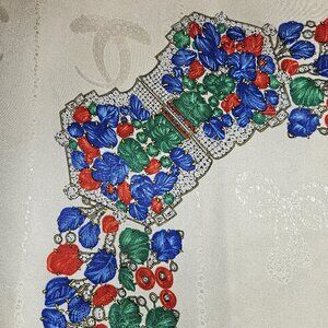 Cartier famous "tutti frutti" Mughal style carved jeweled belt print silk scarf